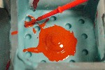 Brushing in the Silicone RTV into the mold box